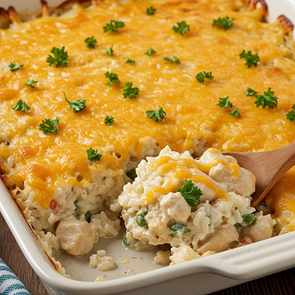 1. Cazuela clásica cremosa de pollo y arroz