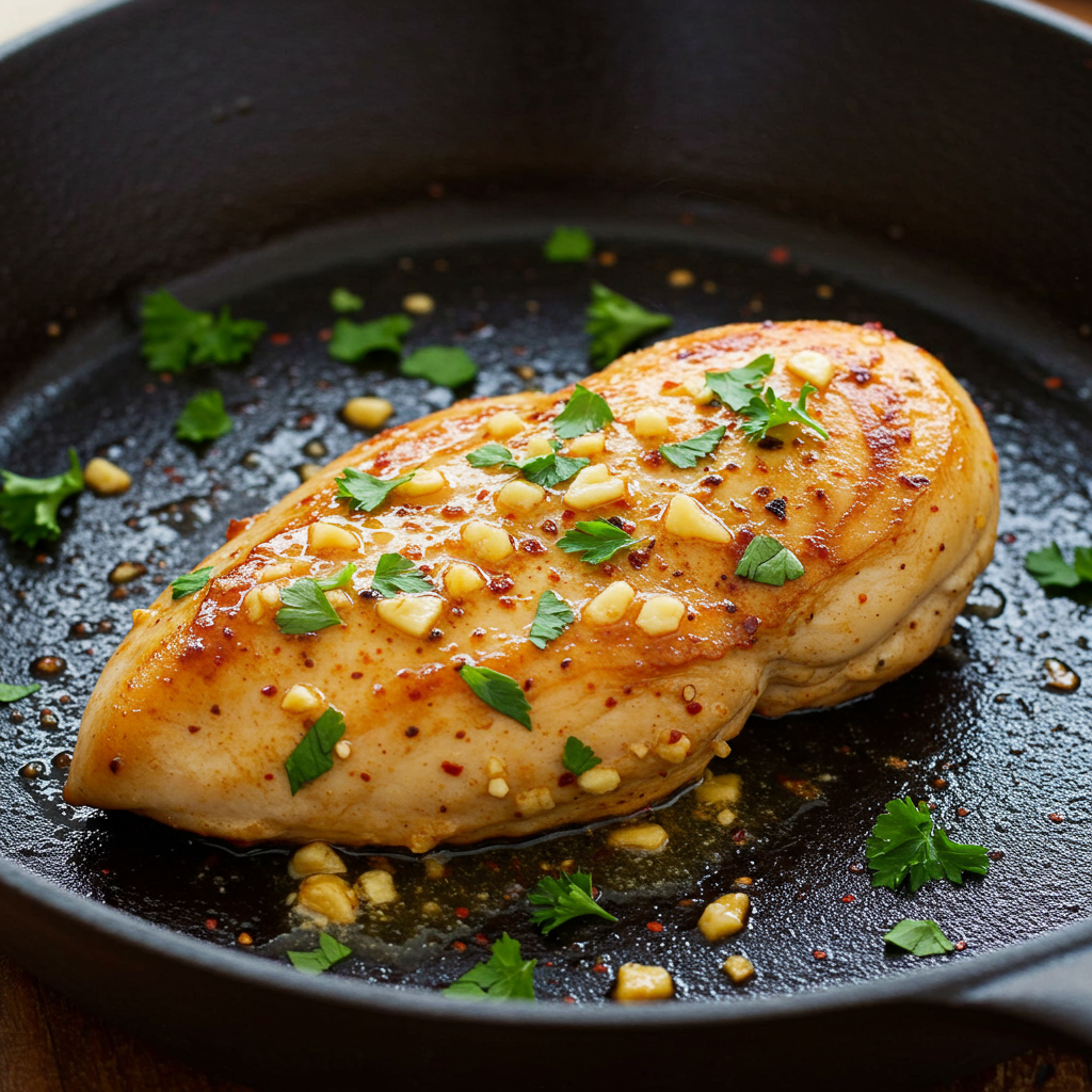 1. Pechuga de pollo con mantequilla de ajo picante