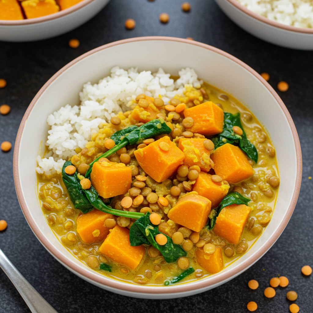 3. Curry de batata y lentejas