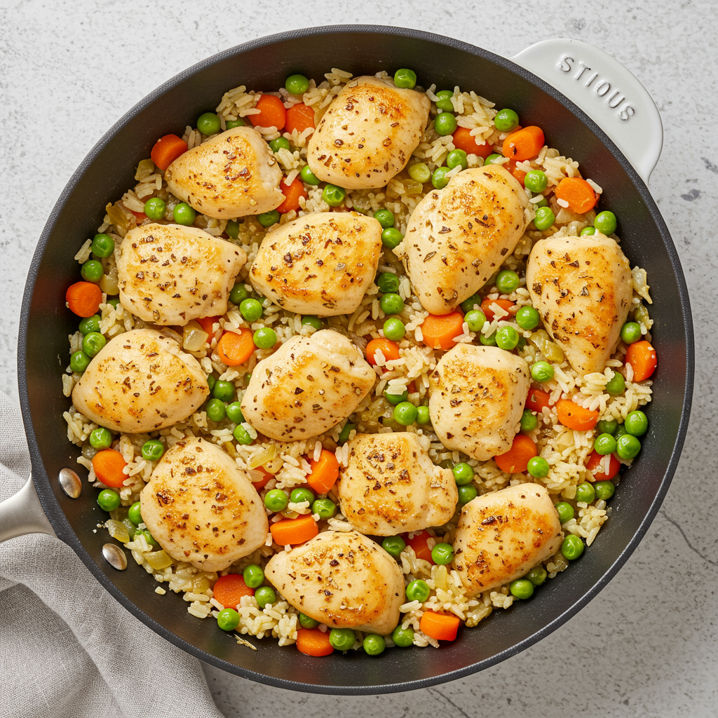 4. Pollo y arroz saludables en una sola sartén