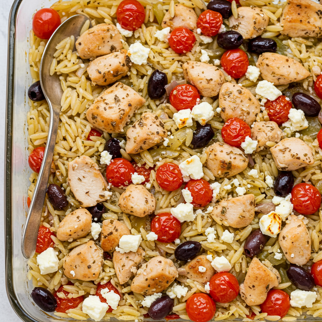 5. Cazuela mediterránea de pollo y orzo