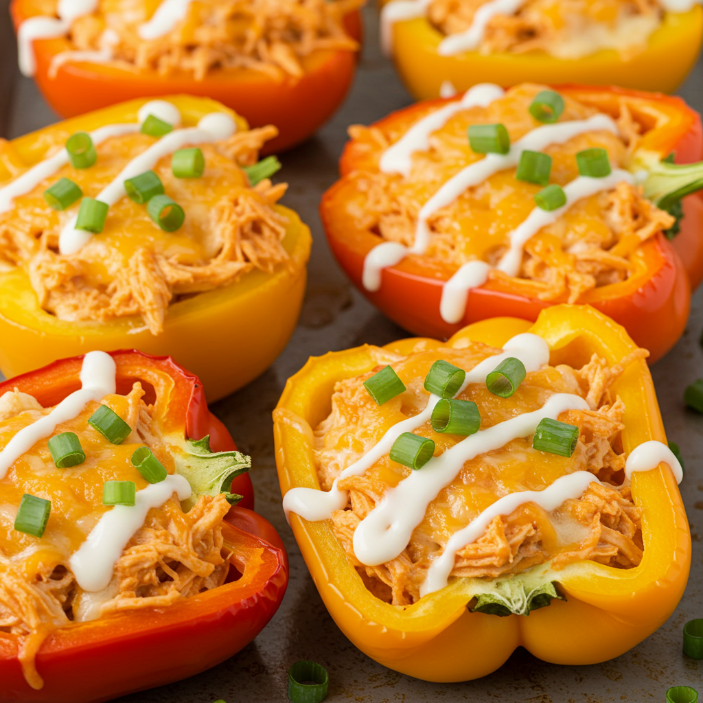 6. Pimientos rellenos de pollo picante estilo búfalo