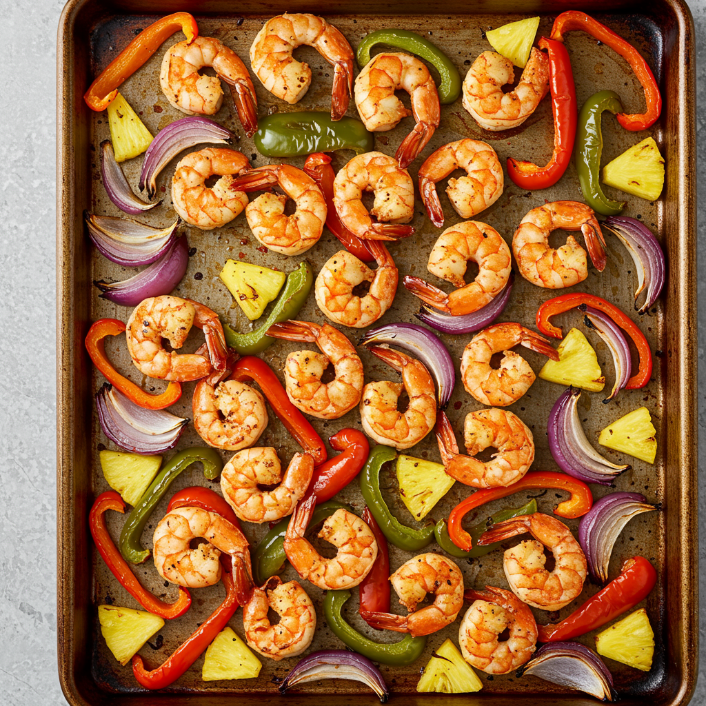 8. Camarones jamaicanos al horno en sartén