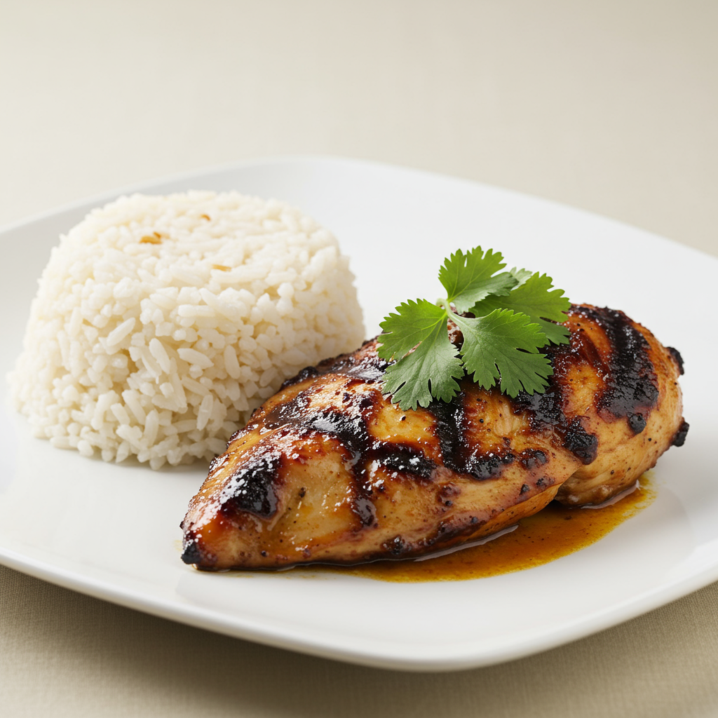 9. Pechuga de pollo jerk con arroz con coco