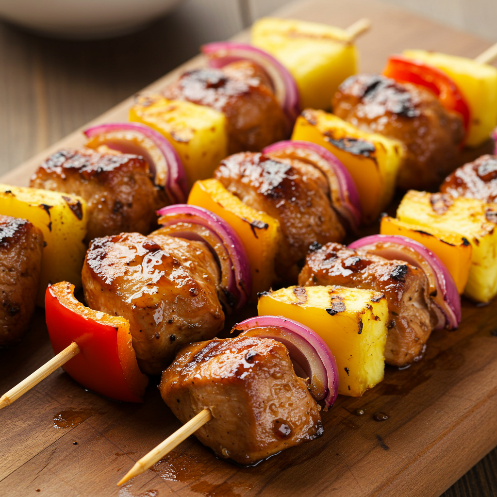 10. Brochetas de pollo jerk con piña a la parrilla