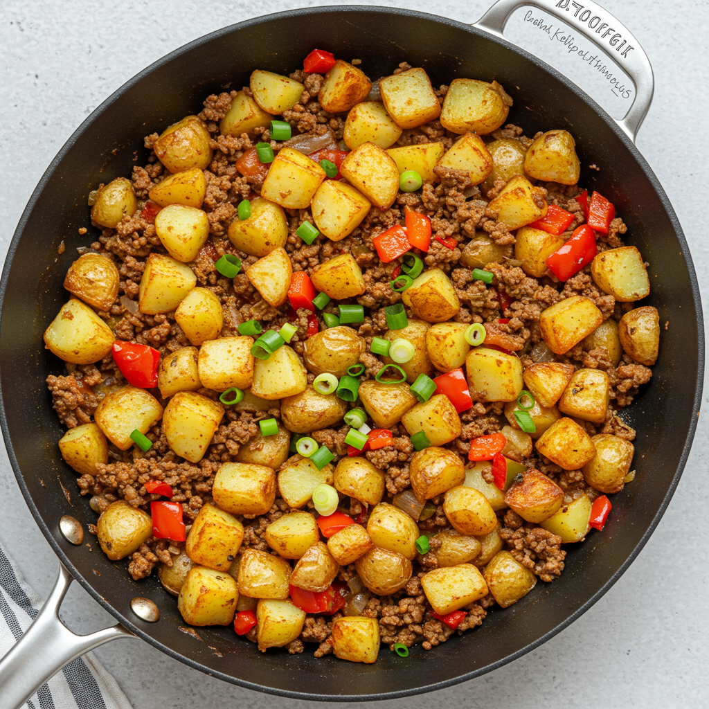 2. Carne molida y papas en una sola sartén