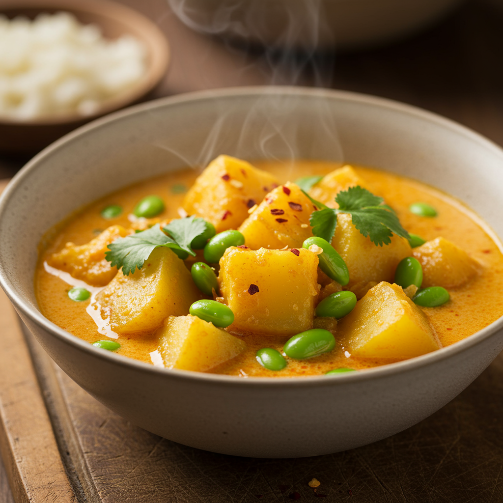 2. Curry cremoso de patata y edamame