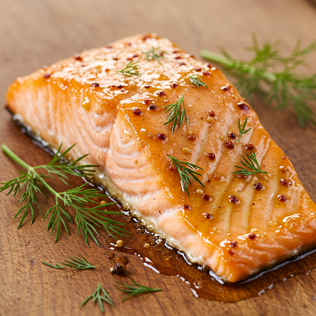 2. Salmón glaseado con mostaza y miel