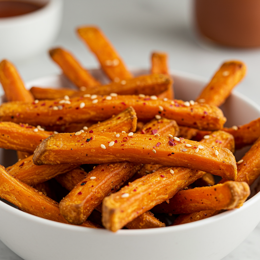 22. Papas fritas de boniato con salsa barbacoa coreana