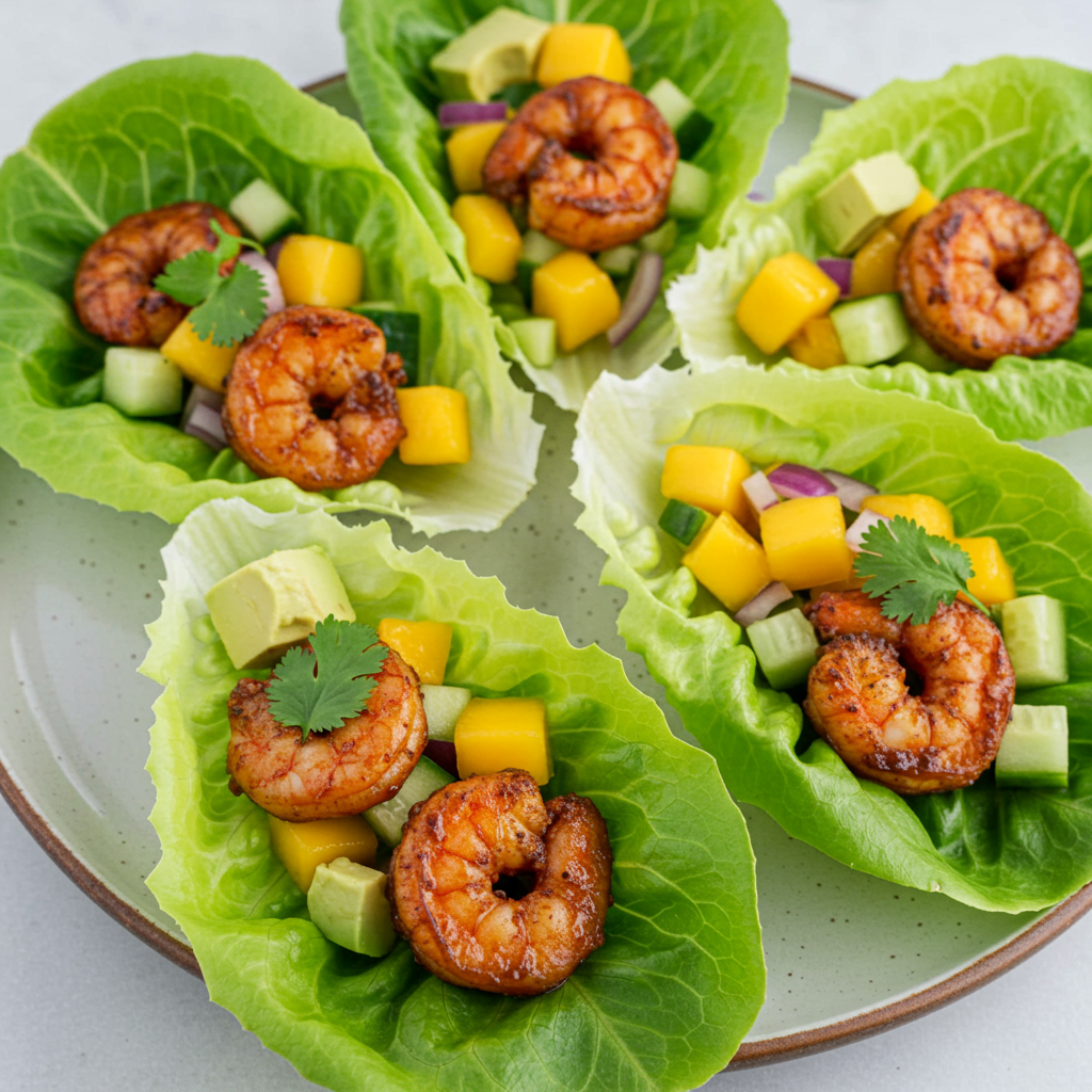 23. Rollitos de lechuga con camarones al estilo Jerk