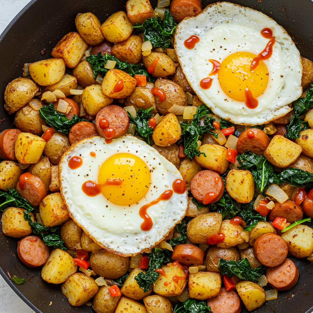 25. Hash de pollo y col rizada para el desayuno