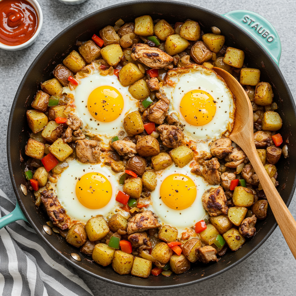 25. Hash de pollo jerk para el desayuno