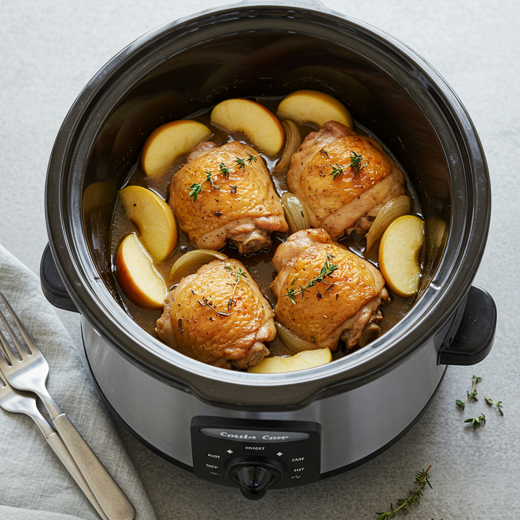 3. Pollo a la sidra de manzana en olla de cocción lenta