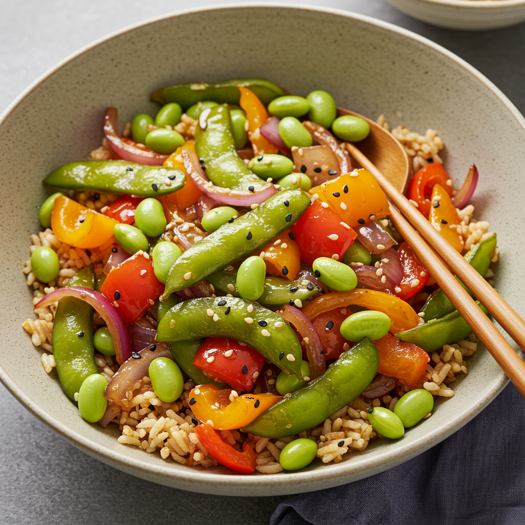 1. Tazón de edamame salteado al estilo asiático