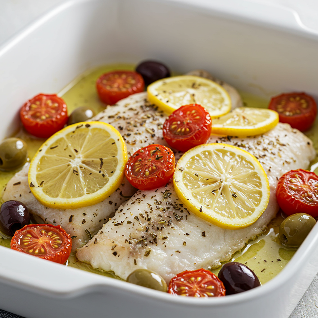 4. Pescado blanco al horno al estilo mediterráneo