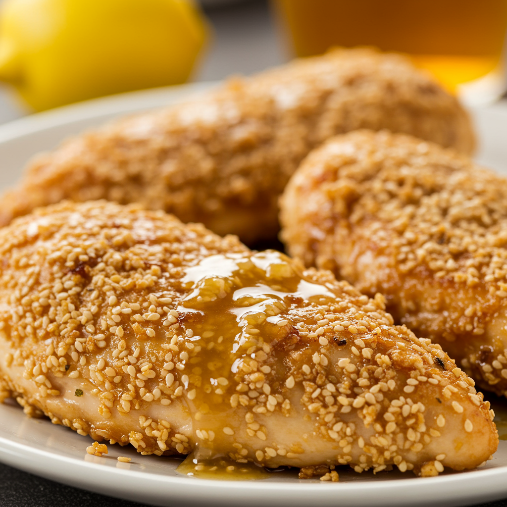 4. Pollo crujiente con sésamo y limón