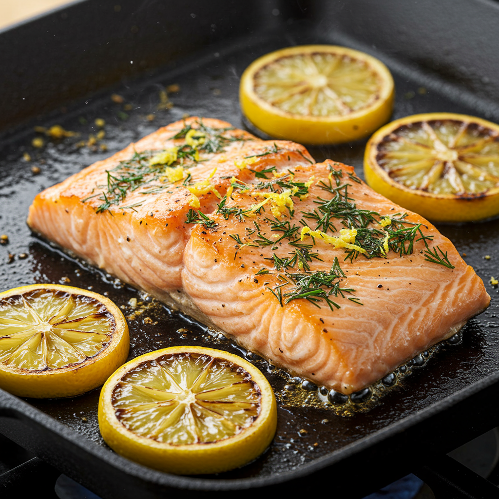 4. Salmón a la plancha con limón y hierbas