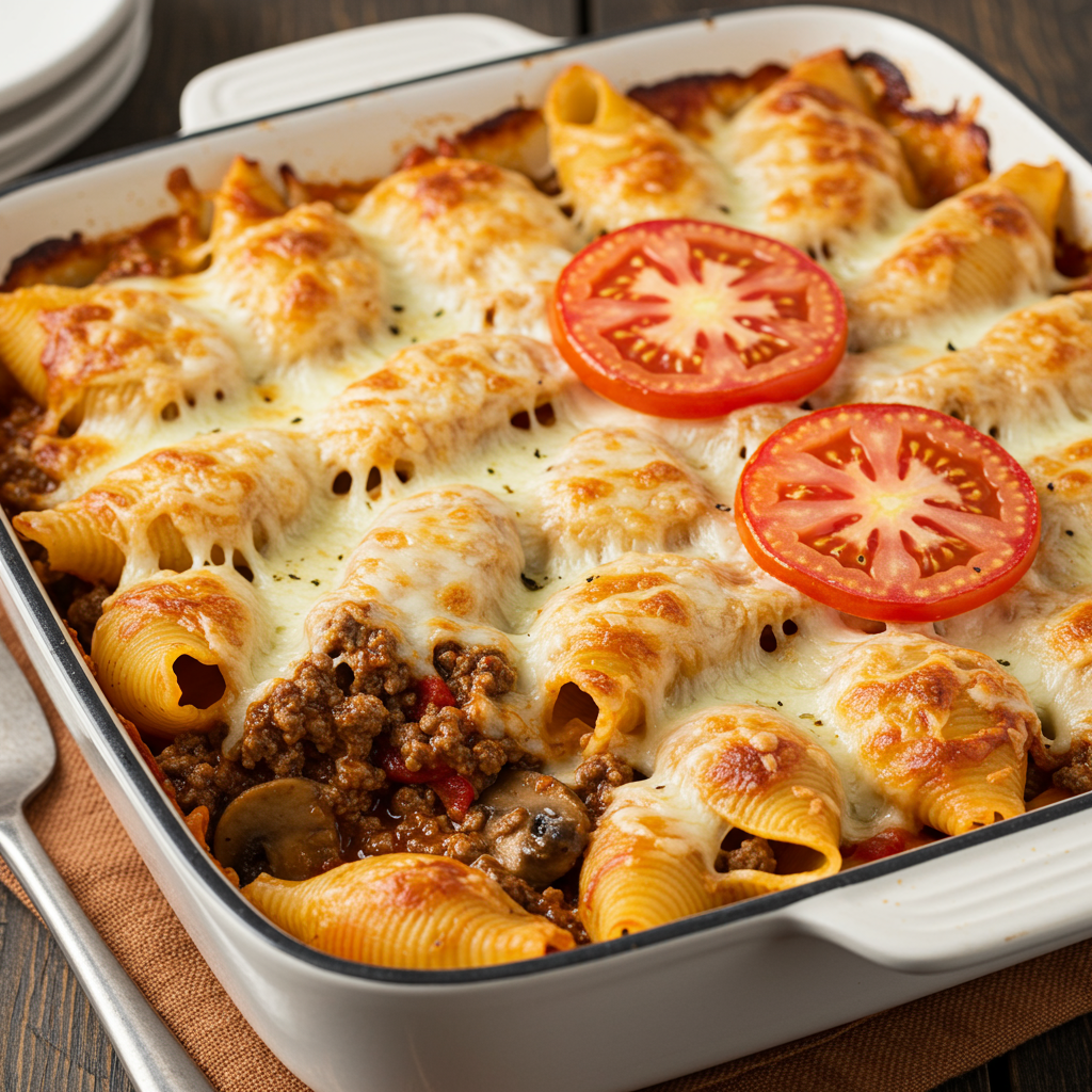 6. Pasta al horno con carne y queso al estilo familiar