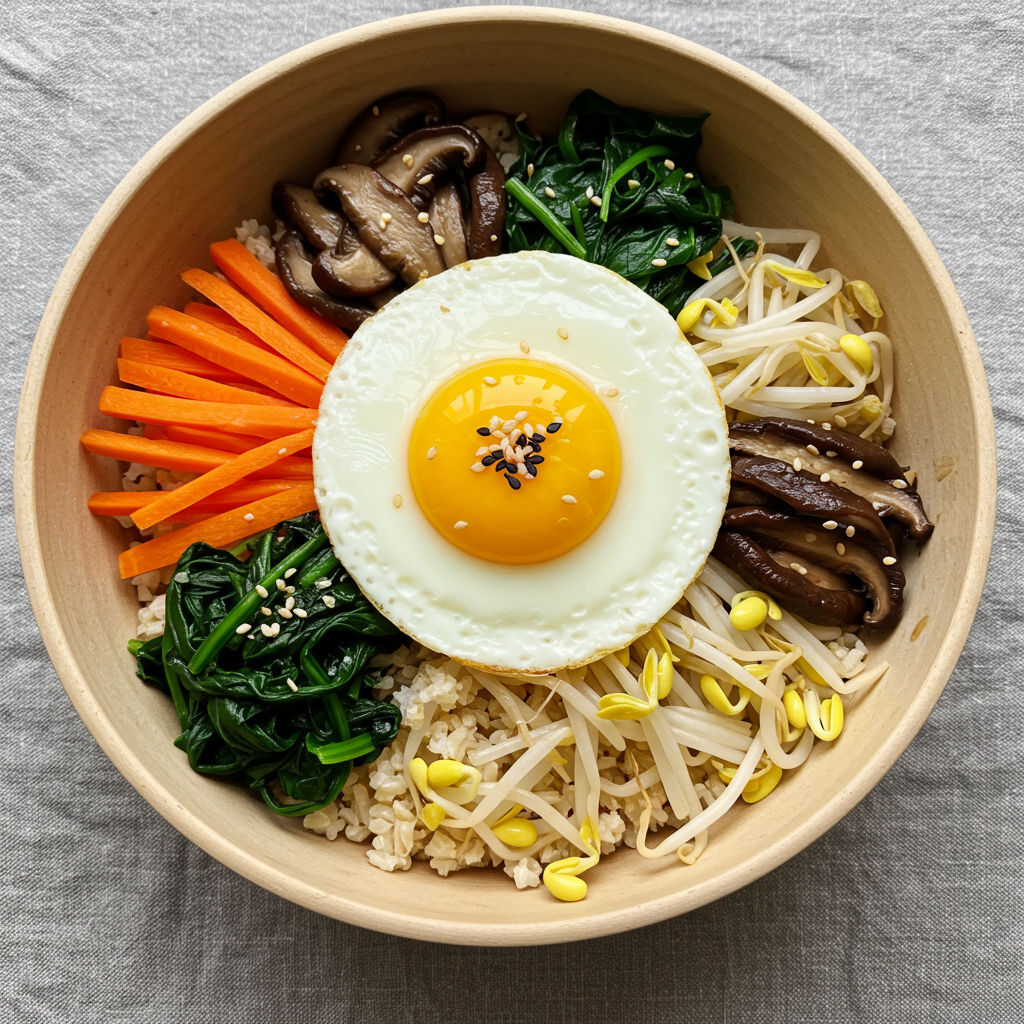8. Tazón de Bibimbap Coreano: una bomba nutricional llena de color