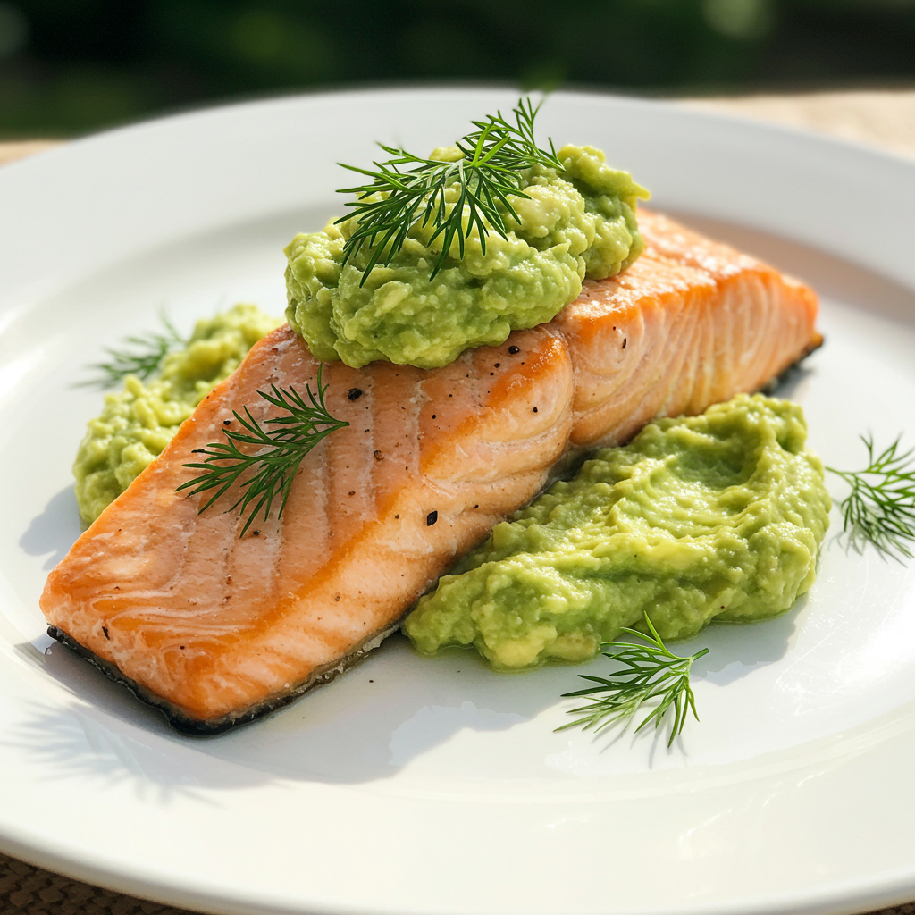 9. Salmón al horno con aguacate y lima