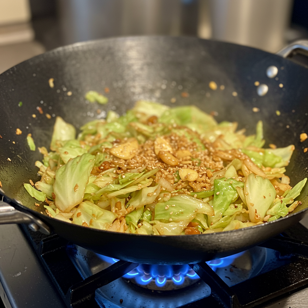 2. Repollo Salteado con Ajo y Cebolla