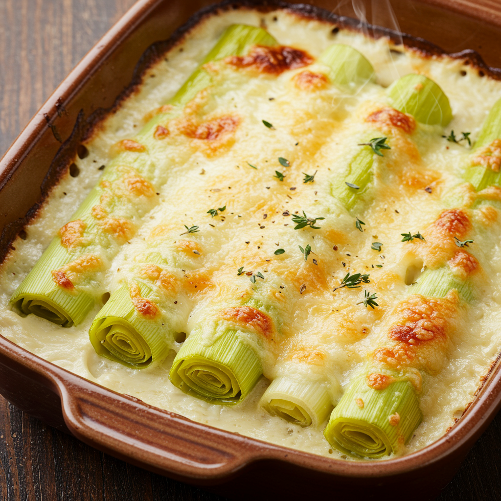 3. Puerros Gratinados con Salsa Bechamel