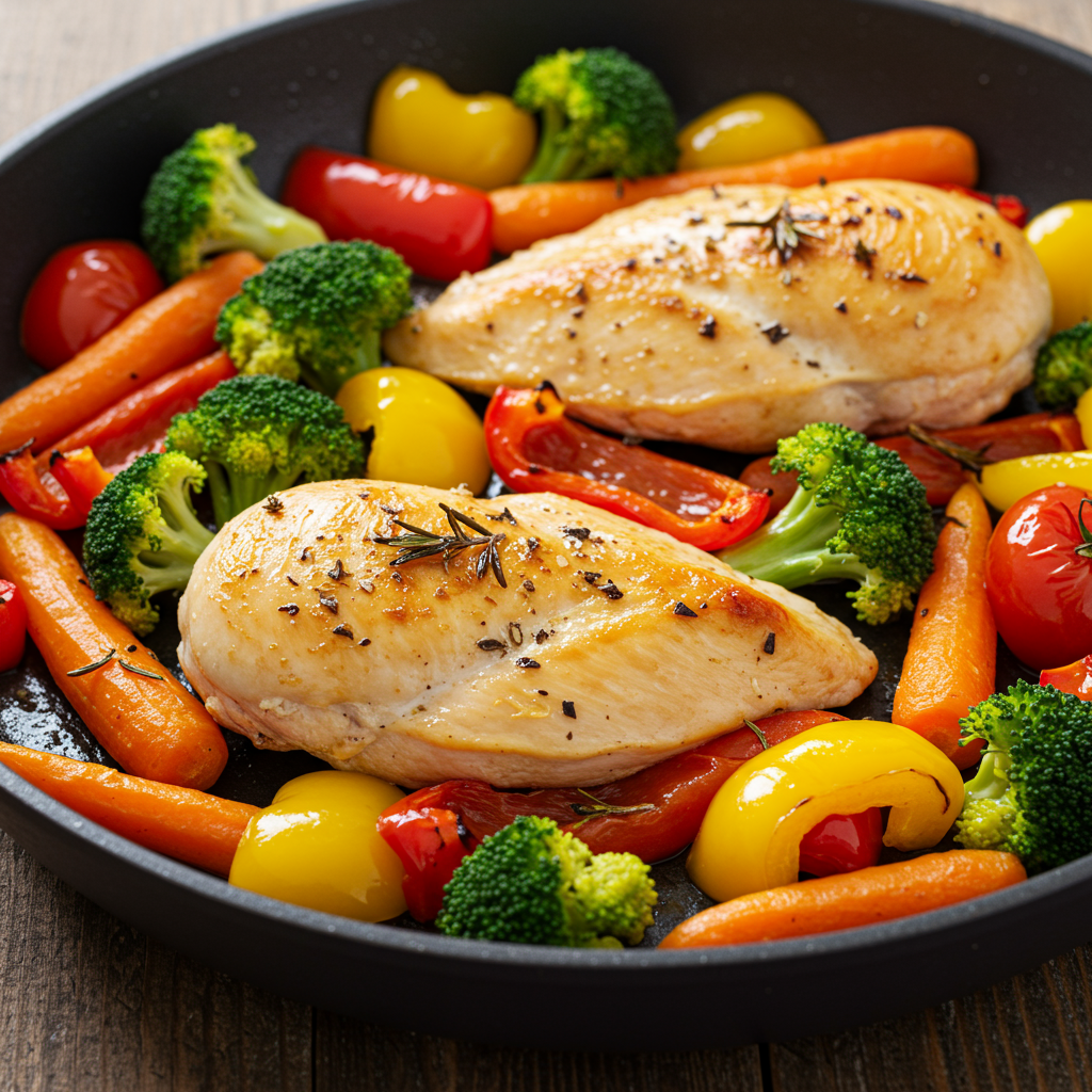 4. La Opción Saludable: Pollo al Horno con Verduras de Temporada