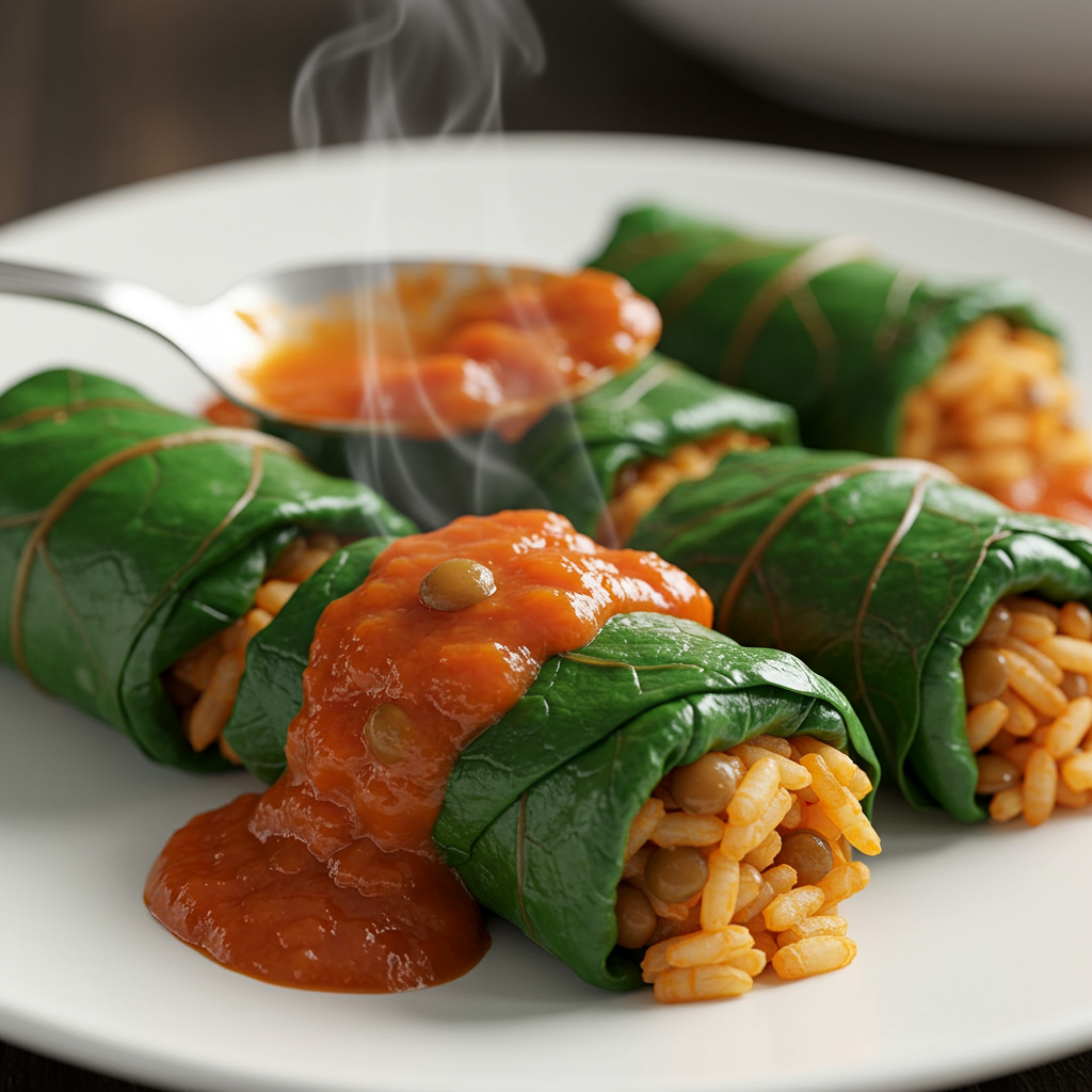 4. Rollitos de Acelga Rellenos de Arroz y Lentejas