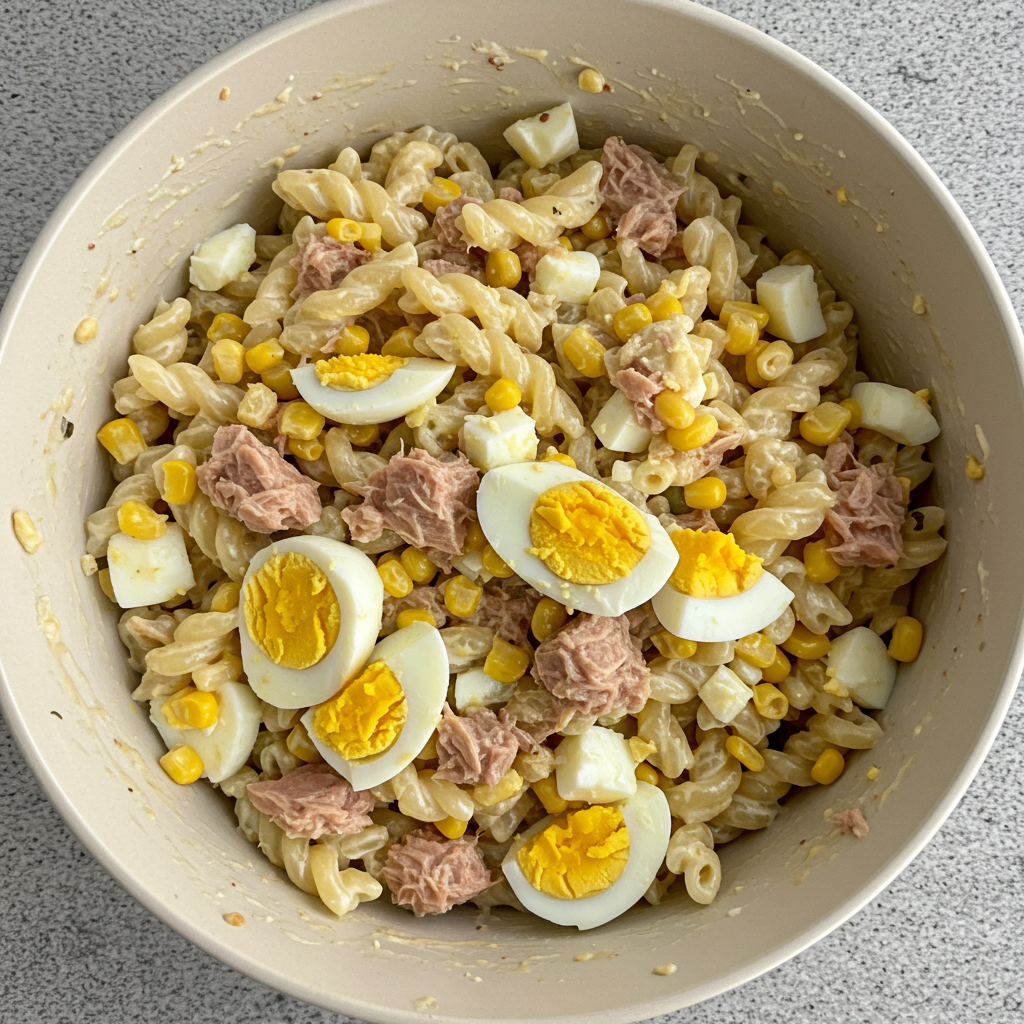 5. Ensalada de Pasta con Atún y Huevo