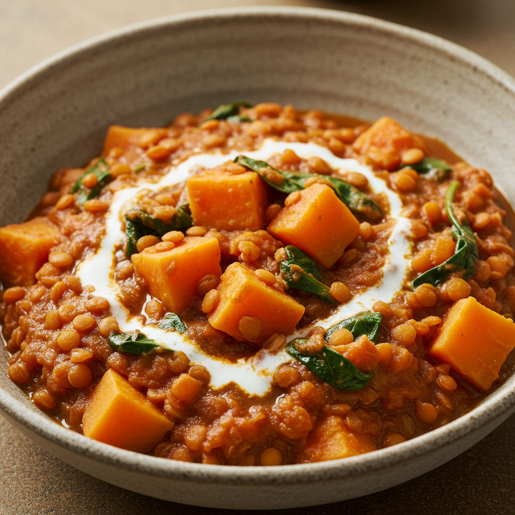 5. Lentejas Rojas con Boniato al Curry