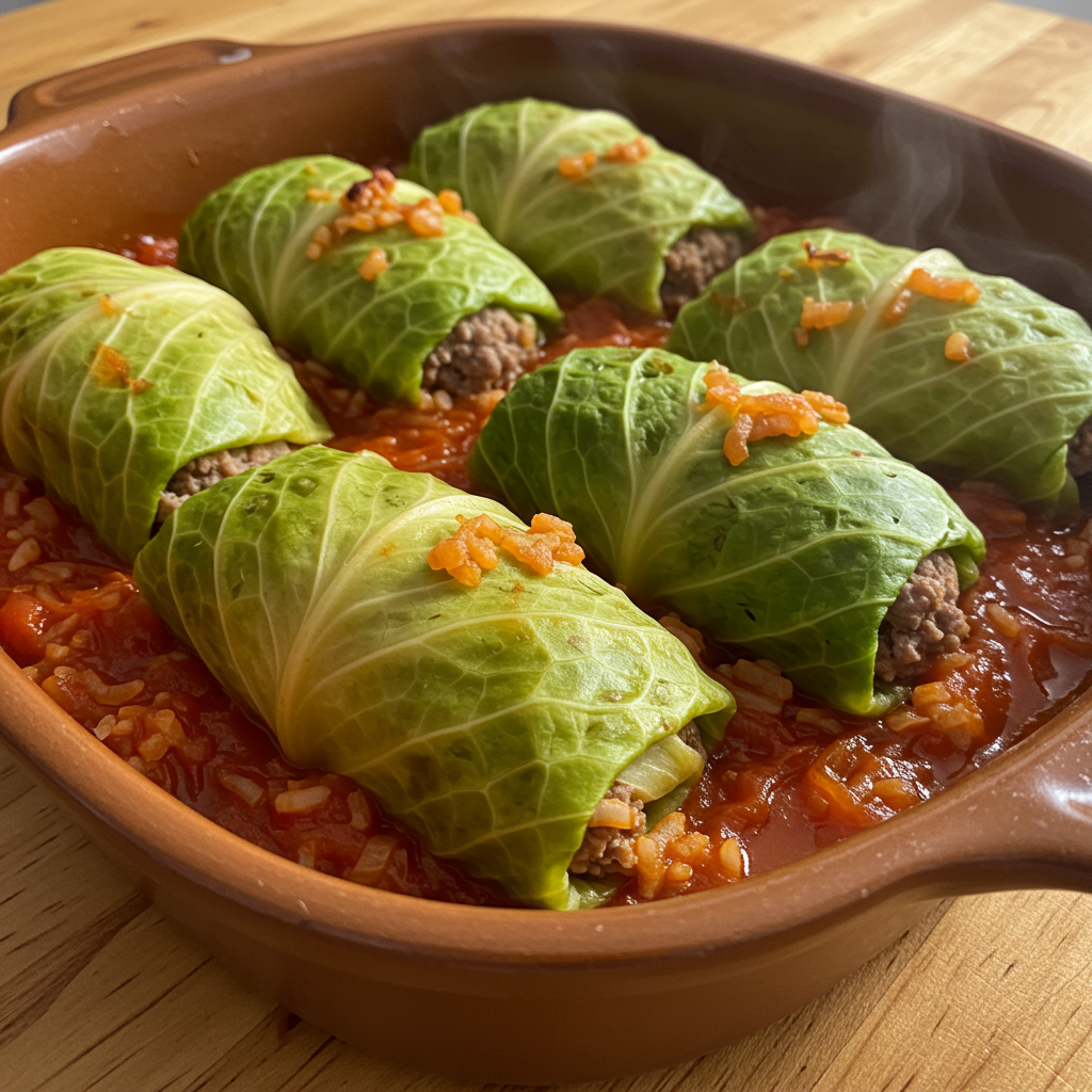 5. Rollos de Repollo Rellenos de Carne y Arroz