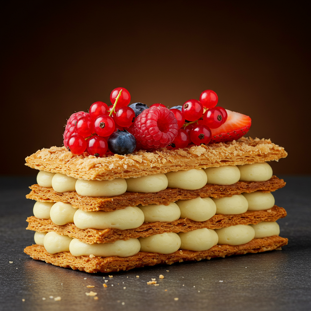 6. Milhojas de Crema Pastelera y Frutos Rojos