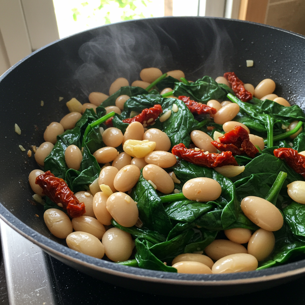 7. Salteado Rápido de Alubias con Espinacas