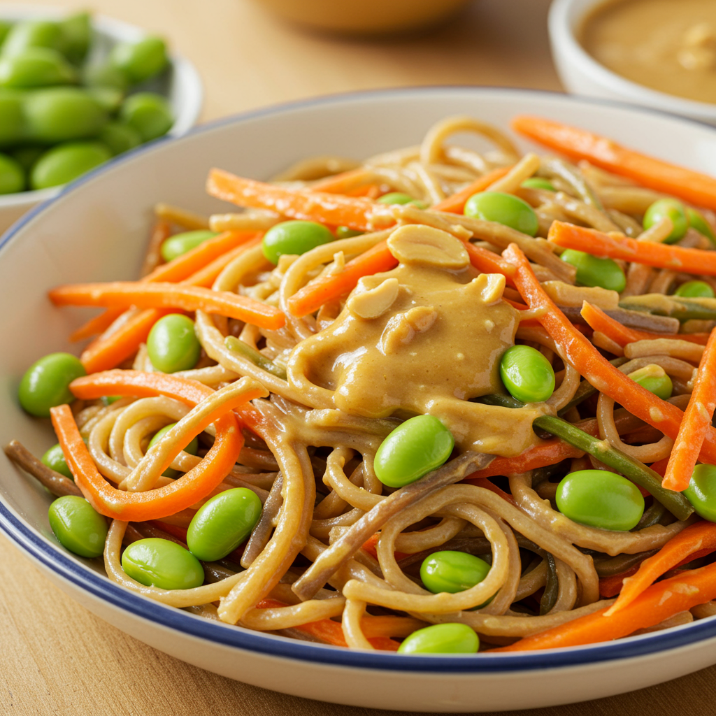8. Ensalada de Pasta Asiática con Salsa de Cacahuete
