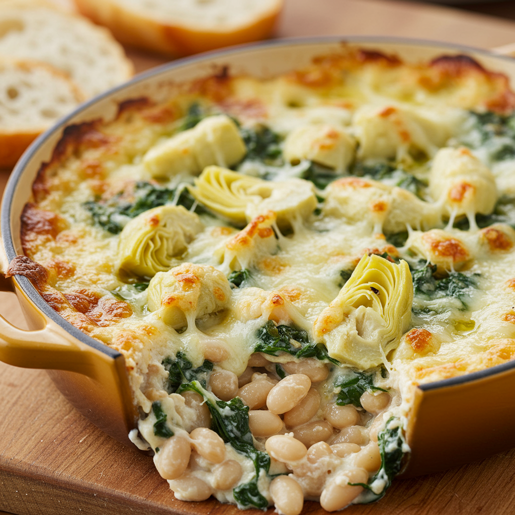 9. Dip Caliente de Alubias, Espinacas y Alcachofas