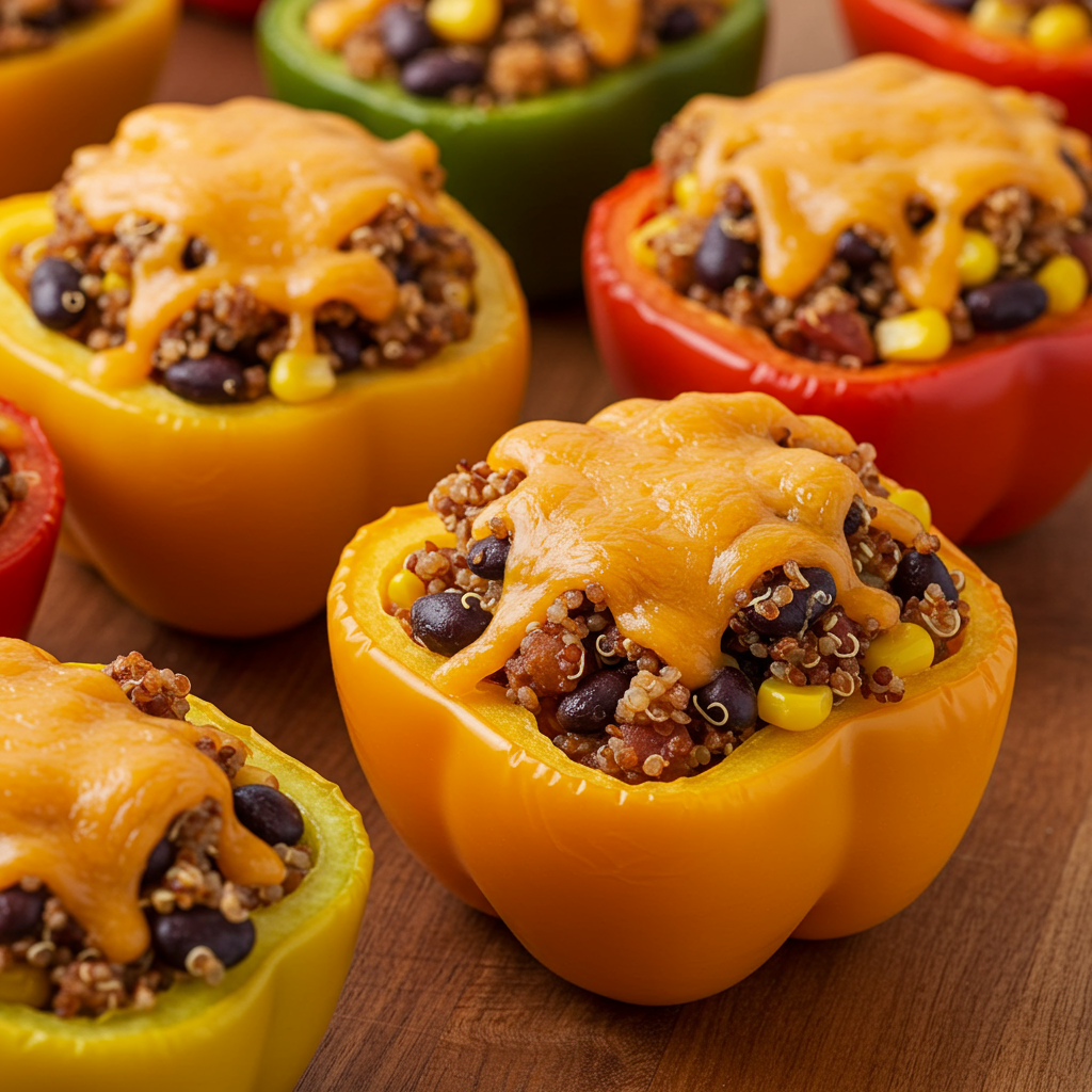 9. Pimientos Rellenos de Quinoa y Frijoles Negros