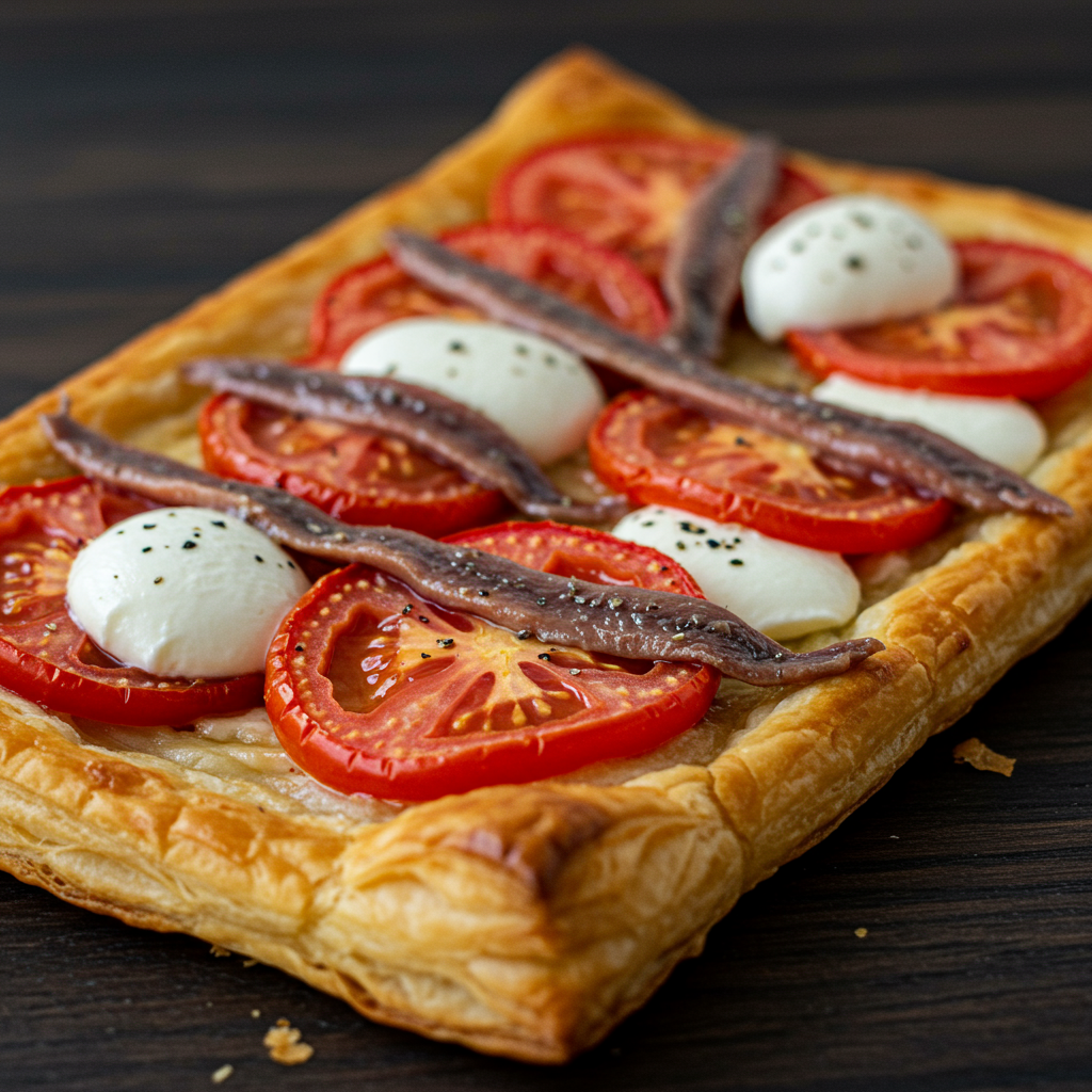 9. Tarta Salada de Tomate, Mozzarella y Anchoas