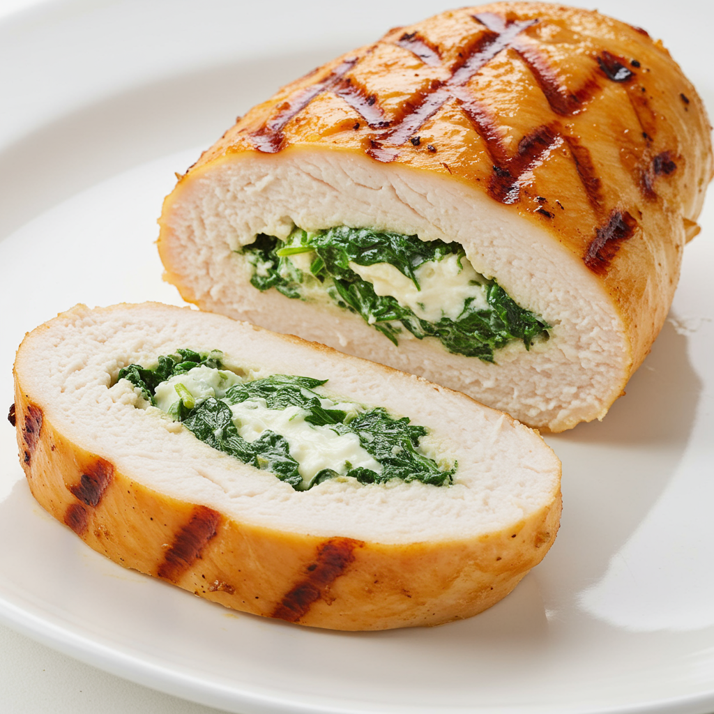 9. Una Sorpresa Cremosa: Pollo Relleno de Espinacas y Queso Crema