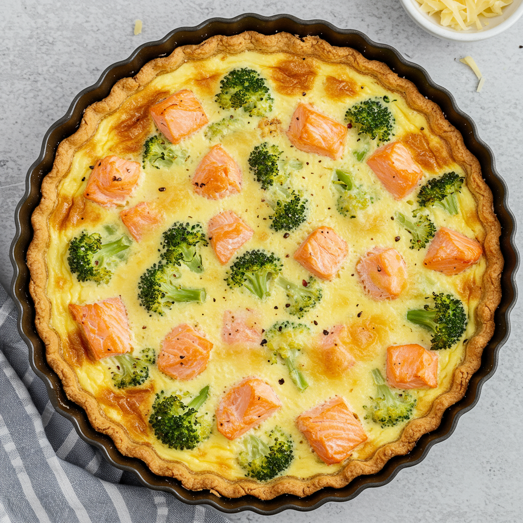 10. Quiche sin Corteza de Salmón Ahumado y Brócoli