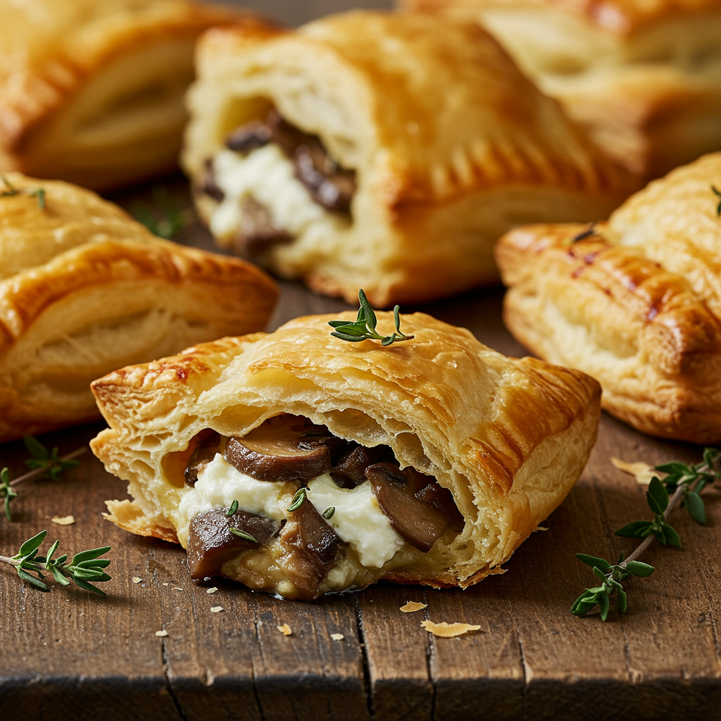 11. Hojaldre Relleno de Champiñones y Queso de Cabra