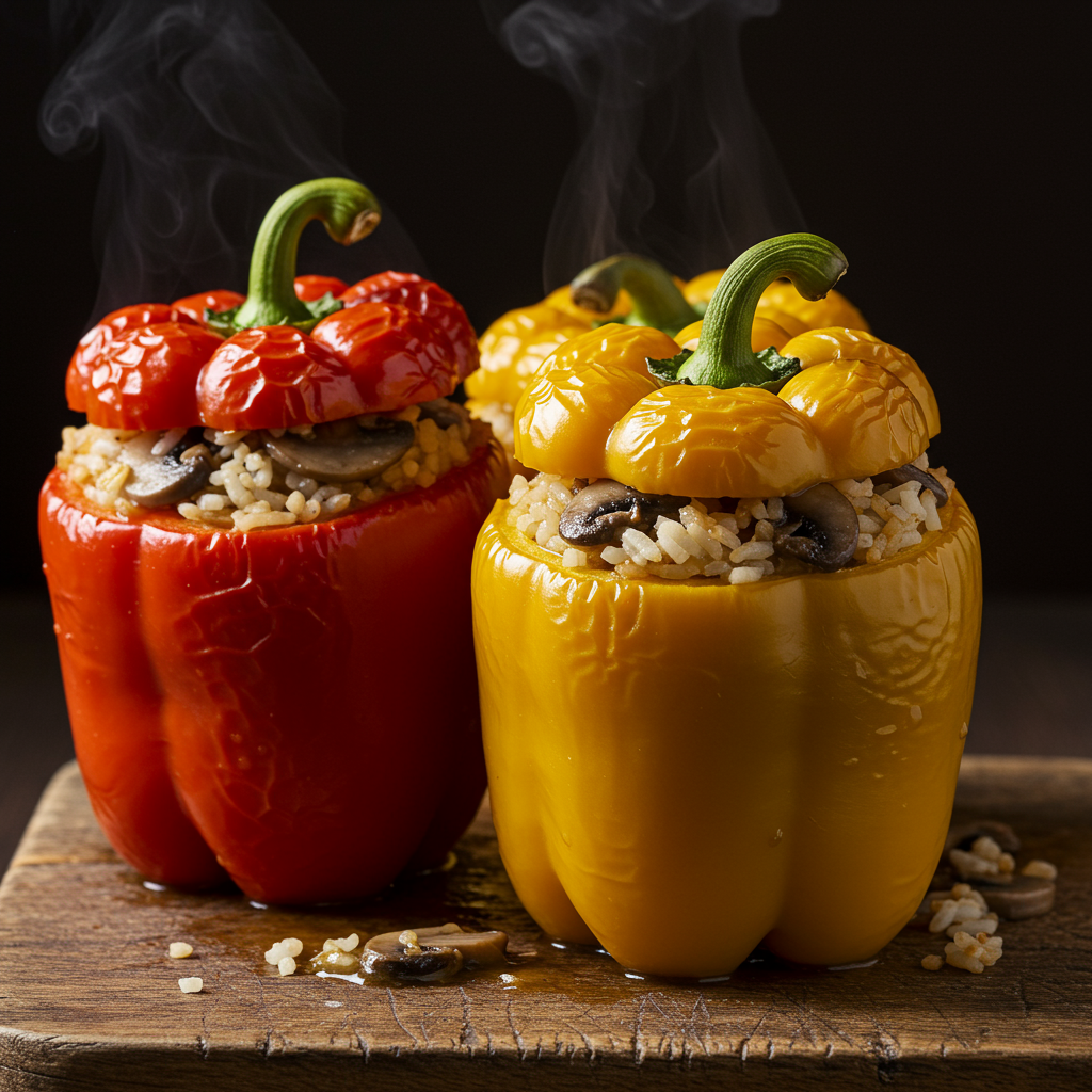 11. Pimientos Rellenos de Arroz y Champiñones