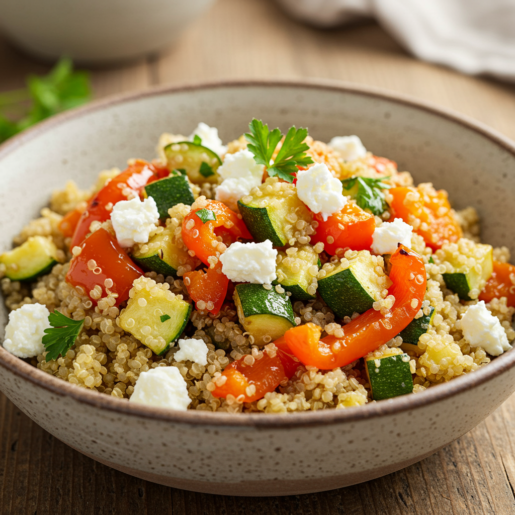 12. Quinoa con Verduras Asadas y Feta