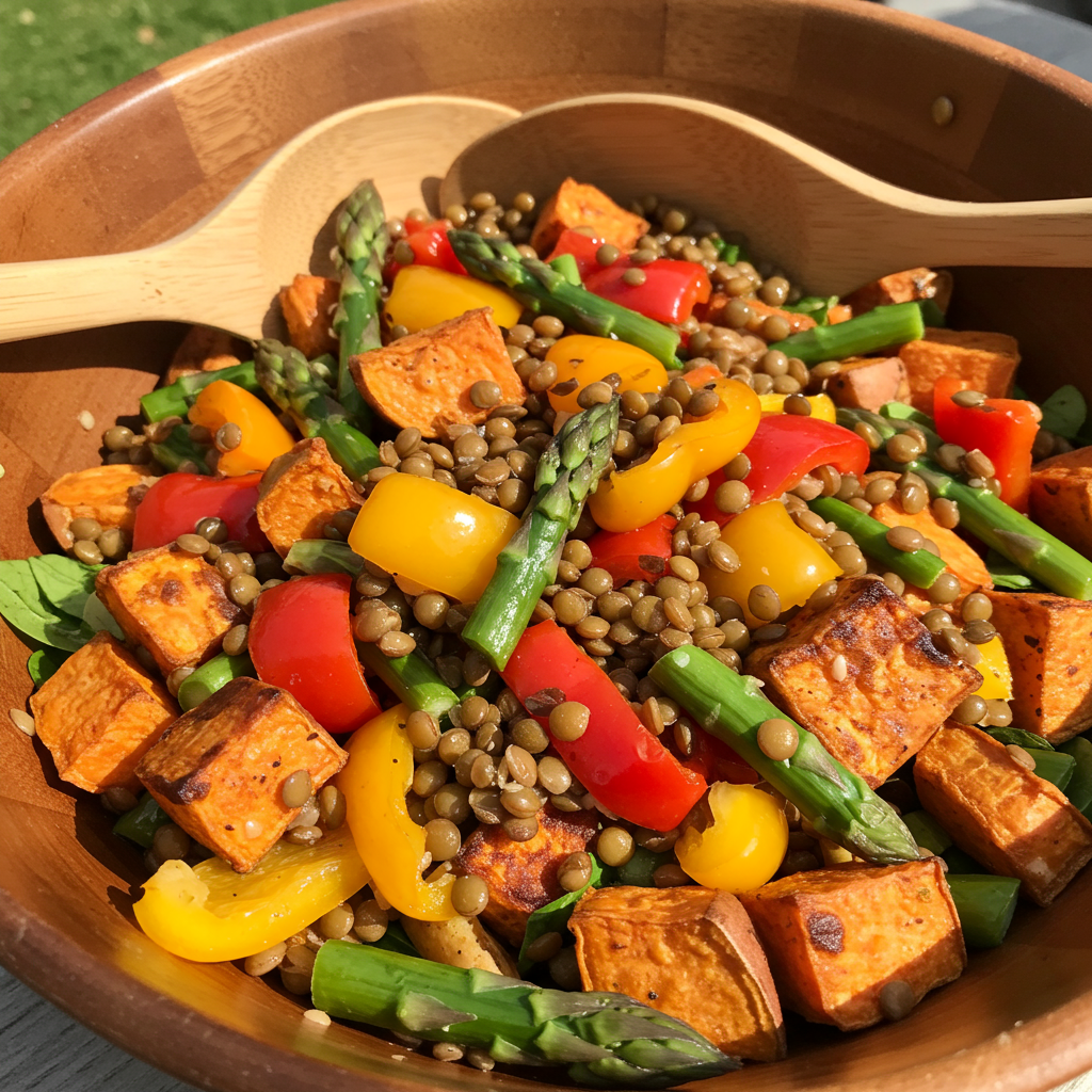 13. Ensalada de Lentejas con Verduras Asadas