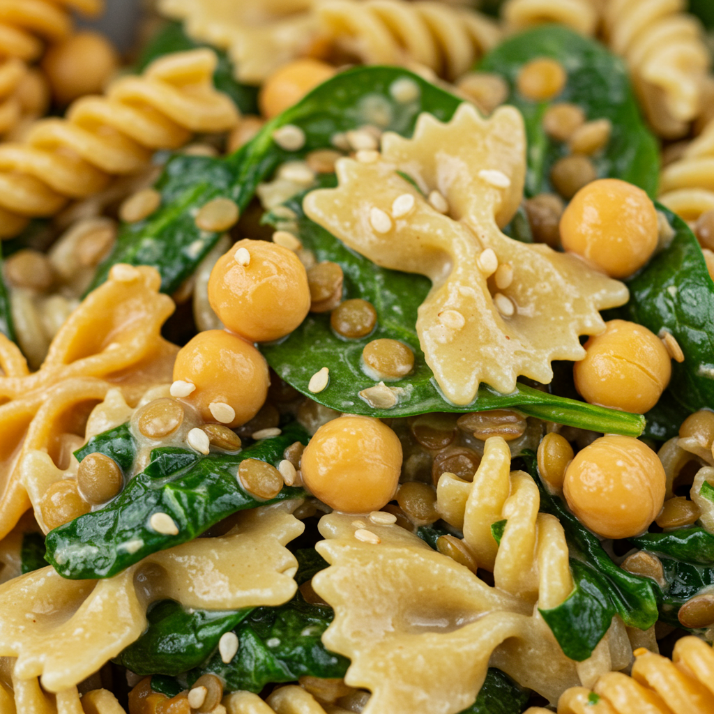 14. Ensalada de Pasta con Garbanzos y Aliño de Tahini