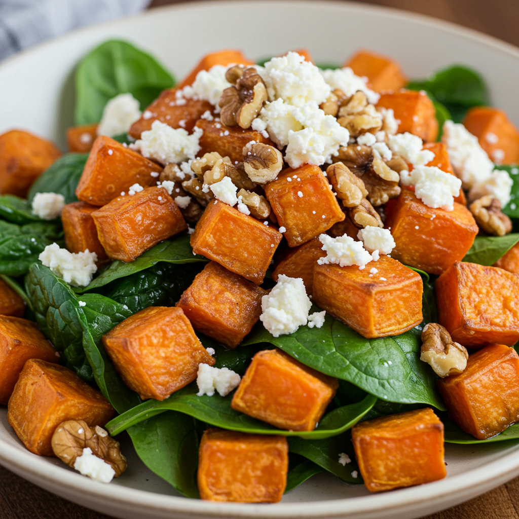 14. Ensalada Templada de Boniato y Espinacas