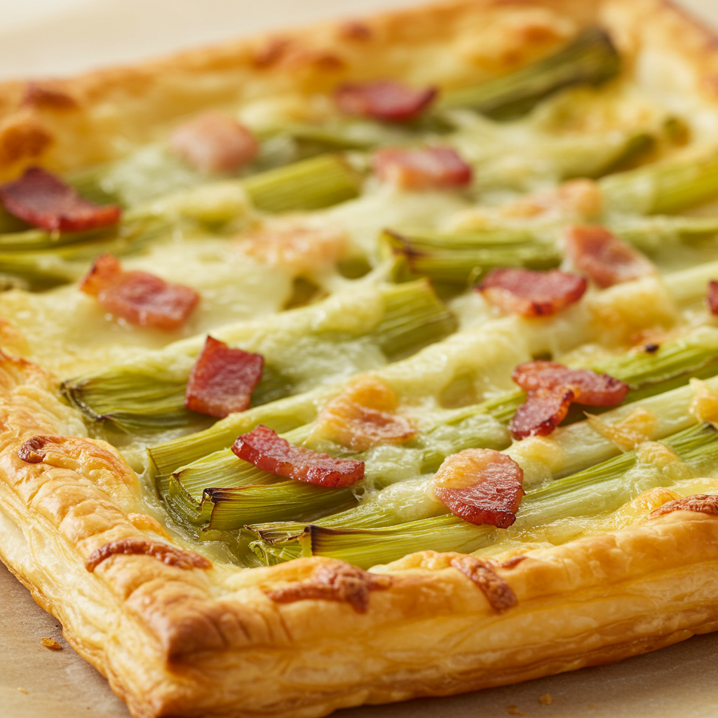 16. Hojaldre con Puerros, Bacon de Pavo y Queso