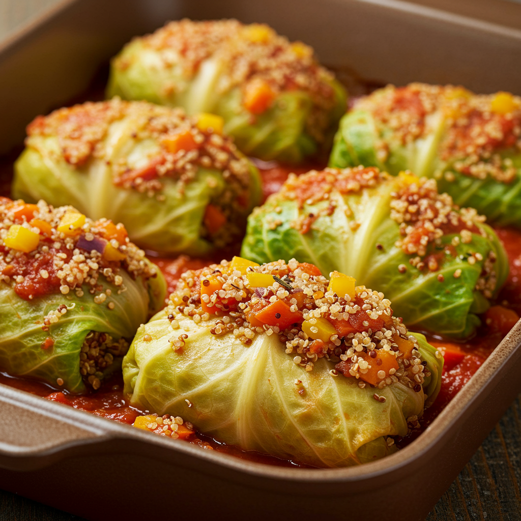 17. Repollo Relleno con Quinoa y Verduras (Vegetariano)