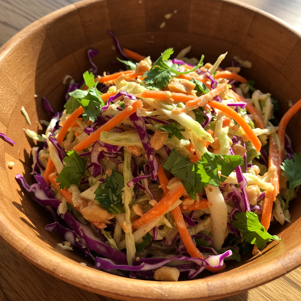 18. Ensalada de Repollo Tailandesa con Aderezo de Cacahuate