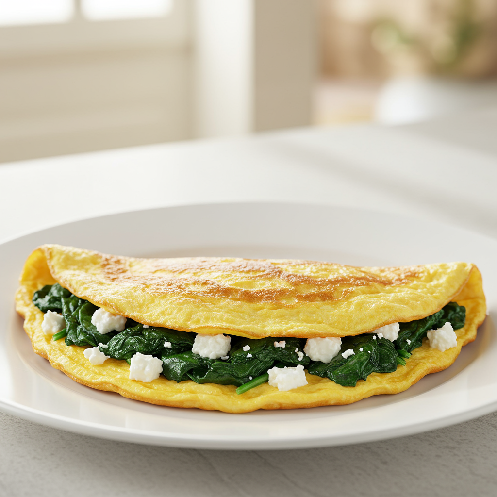 19. Tortilla Francesa con Espinacas y Queso Feta
