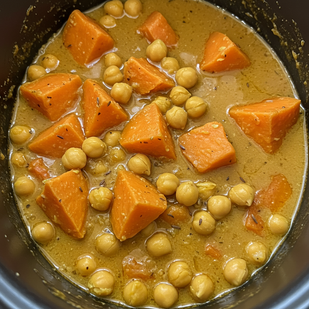 21. Curry de Garbanzos y Boniato en Olla Lenta